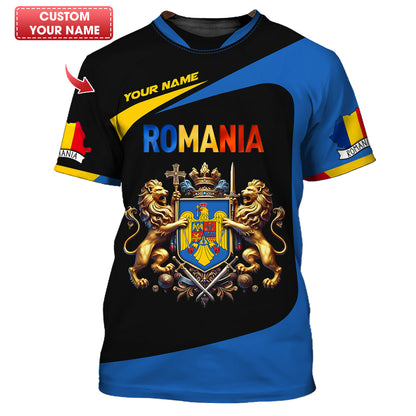 Camiseta personalizada con el escudo de armas de Rumania en 3D, regalo personalizado para los amantes de Rumania