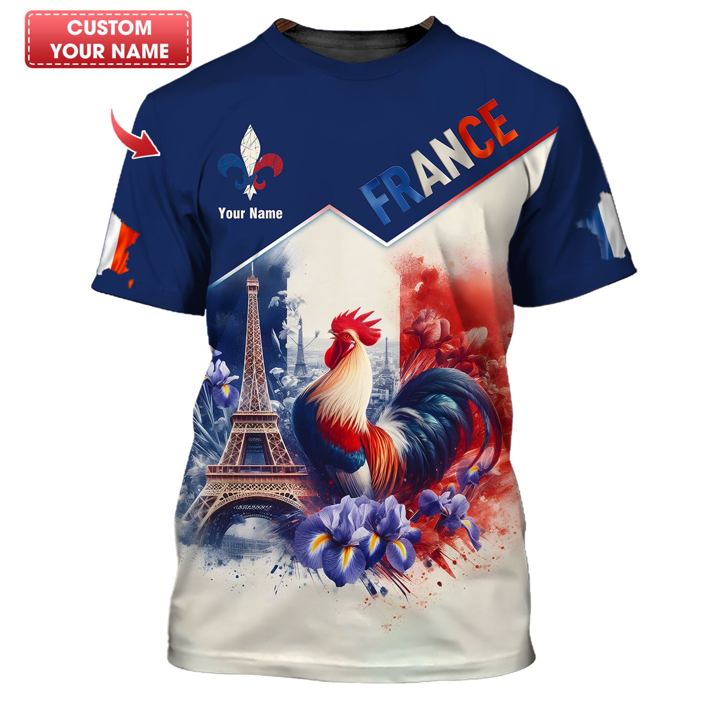 Camiseta de Francia con impresión 3D completa y nombre personalizado como regalo para los amantes de Francia