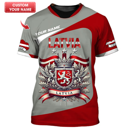 Coat Of Arms Latvia Personalized Name 3D Shirt Custom Gift For Latvia Lovers