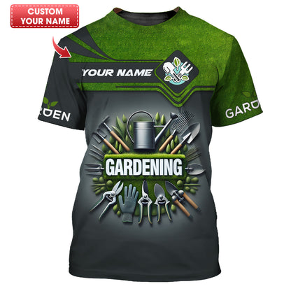 3D Full Print Gardening Tools T-Shirts Personalized Name Gift For Gardener Lovers