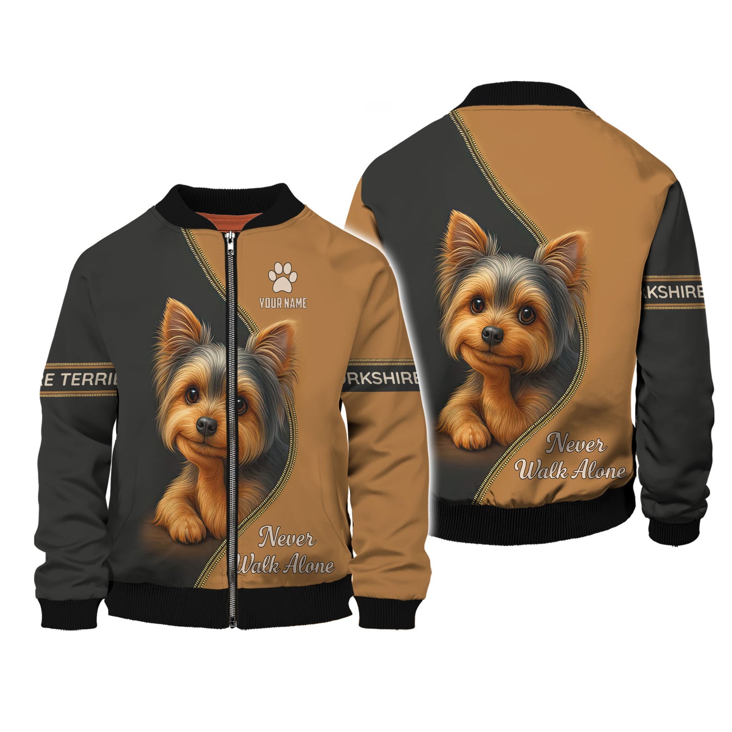 Personalized Yorkshire Terrier T-Shirt - Never Walk Alone Cute Dog Design