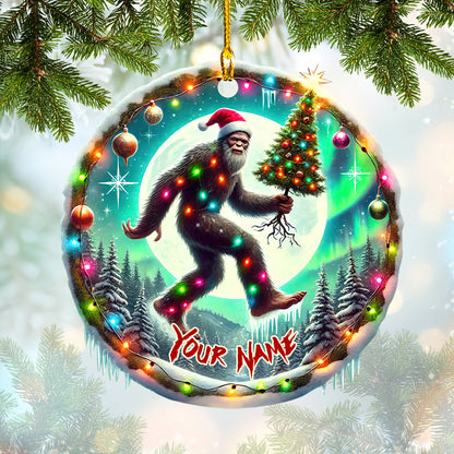 Ornament Custom Name The Big Foot With Christmas Tree, Home Decor Christmas Gift