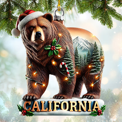 Christmas Personalized California Bear Ornament Custom Name Christmas Home Decor Gift For California Lovers