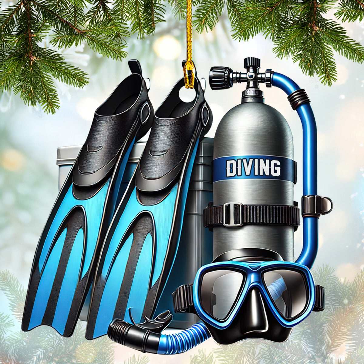 Custom Name Ornament Scuba Diving Equipment, Home Decor Gift For Diver Lovers