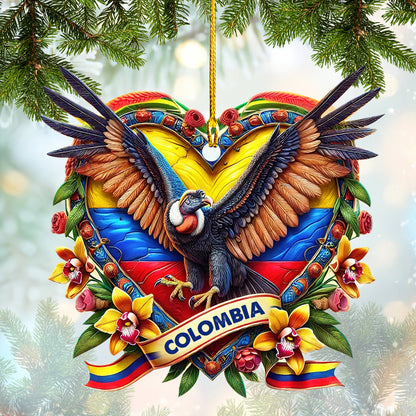 Personalized Pride Colombia Heart Ornament Custom Name Decor Gift For Colombia Lovers