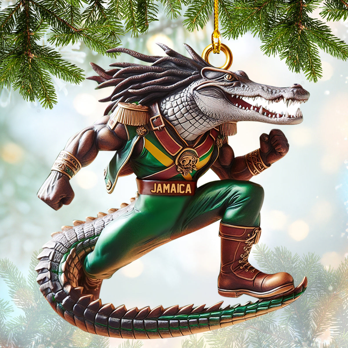 Custom Name Crocodile Warrior Of Jamaica Ornament, Home Decor Gift For Jamaica Lovers