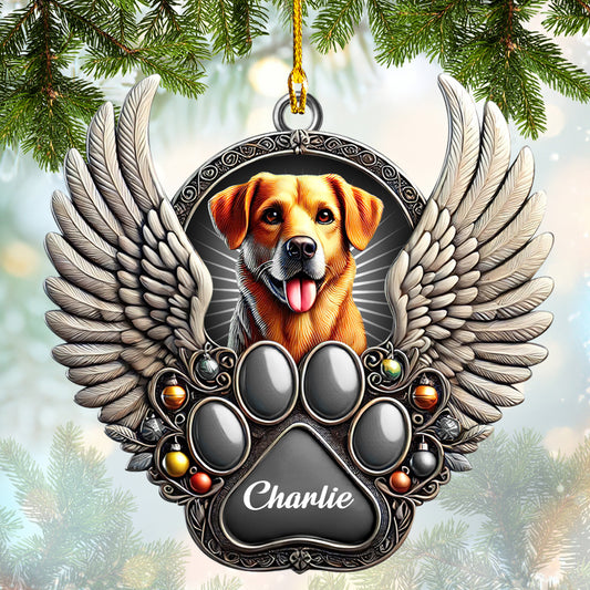 Personalized Dog Memorial Ornament with Angel Wings – Custom Pet Loss Gift for Dog Lovers