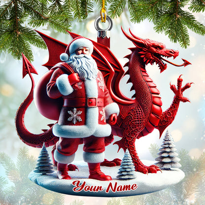 Personalized Santa and Dragon Christmas Ornament – Unique Custom Holiday Decoration