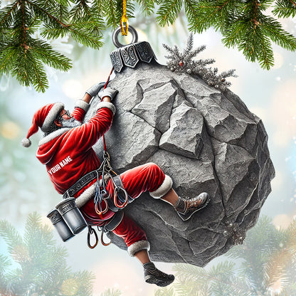 Santa The Rock Climber Ornament Personalize Your Name Home Decor Gift For Climbing Lovers