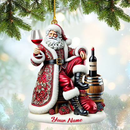 Wine Lover Santa Ornament, Home Decor Gift For Wine Lovers