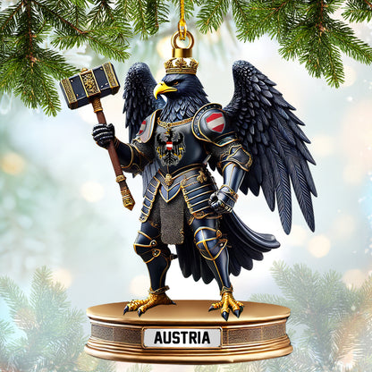 Custom Name Black Eagle Of Austria Ornament, Home Decor Gift For Austria Lovers