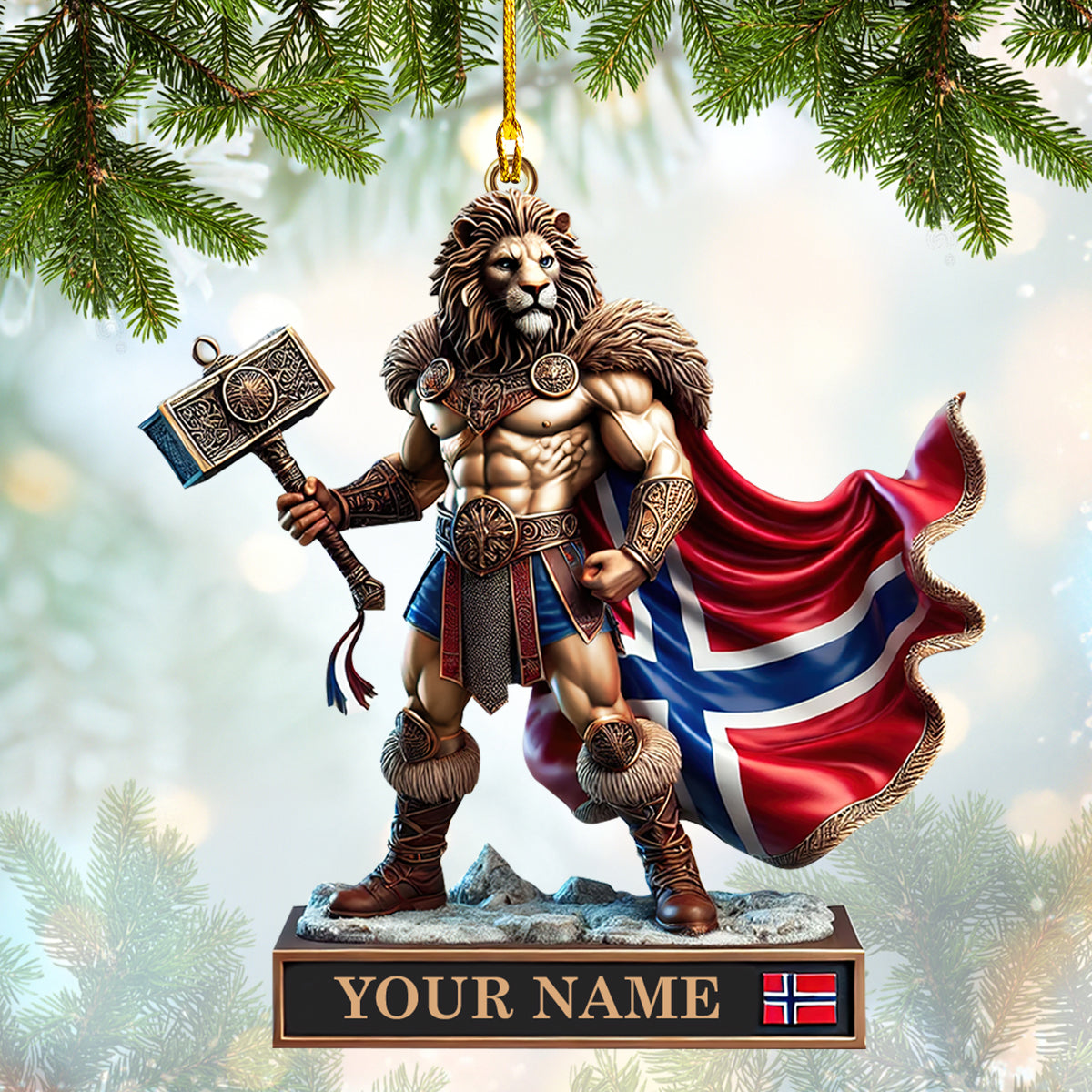 Nordic Lion Warrior Ornament, Home Decor Gift For Norway Lovers