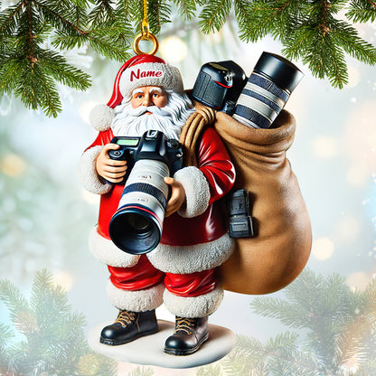 Custom Santa Claus Photography Ornament – Personalized Christmas Gift for Photographers