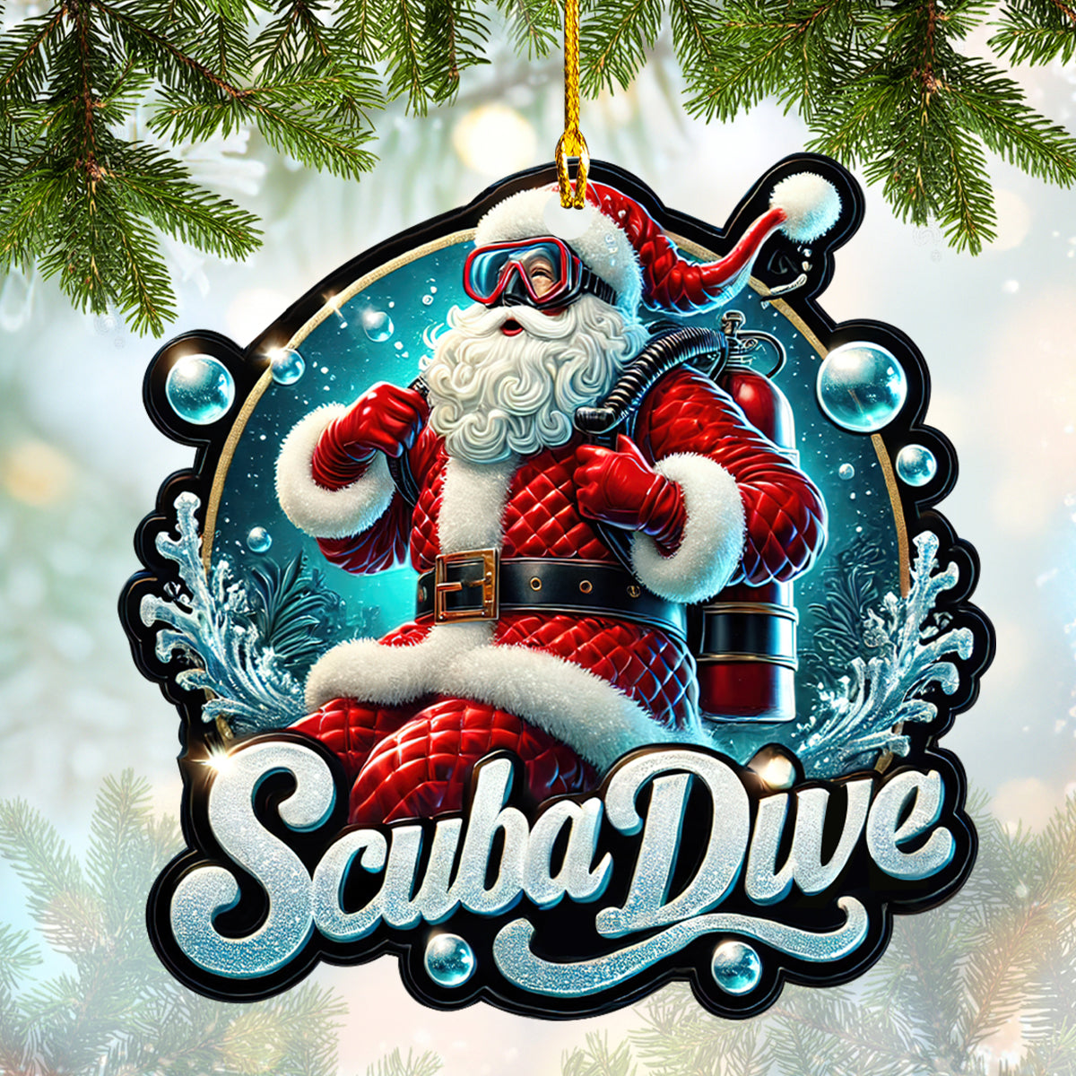 Ornament Santa Scuba Diver, Christmas Home Decor Gift For Diver Lovers