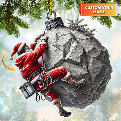 Santa The Rock Climber Ornament Personalize Your Name Home Decor Gift For Climbing Lovers