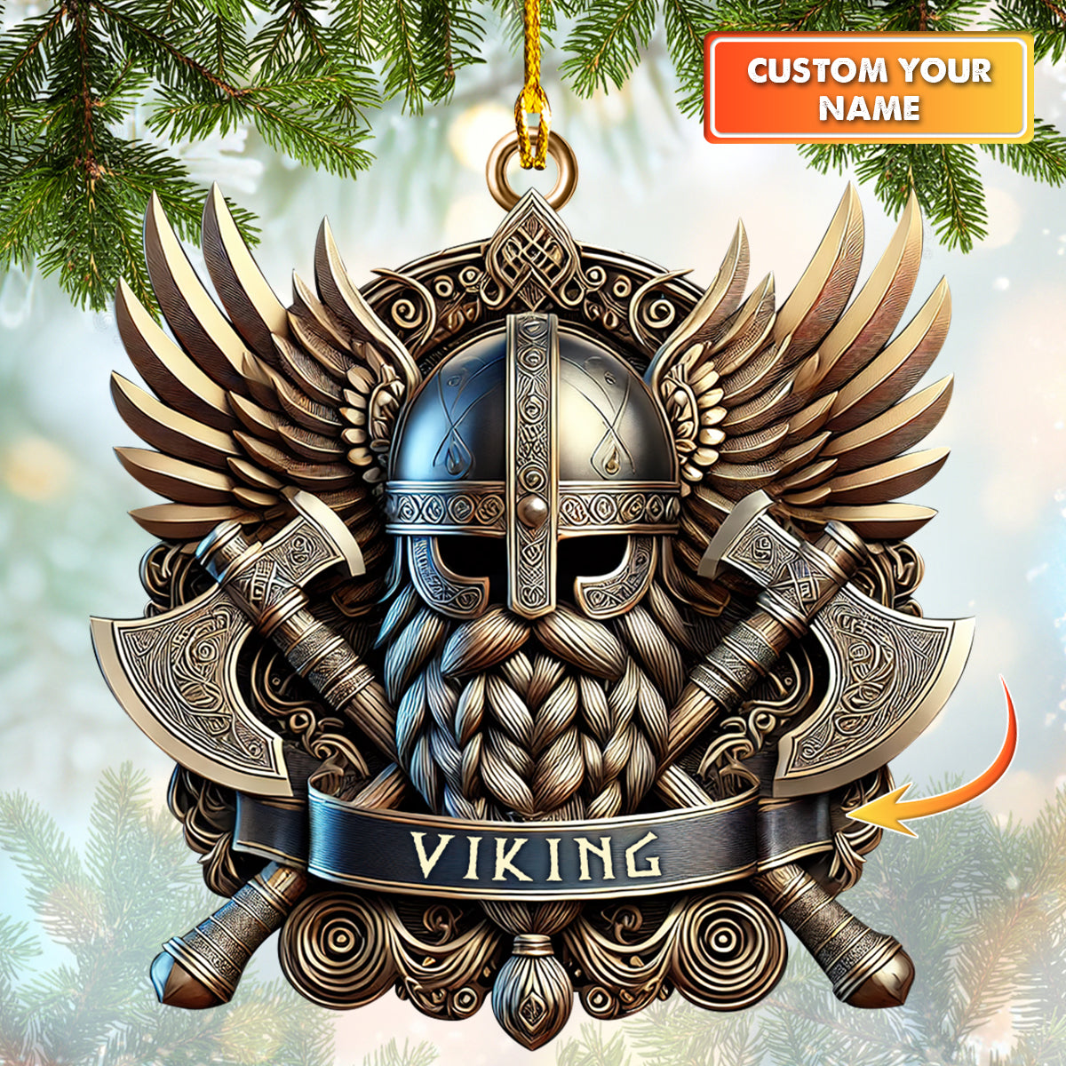 Custom Name Viking Ornament, Home Decor Gift For Viking Lovers