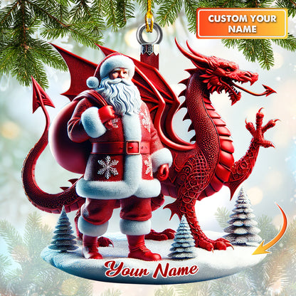 Personalized Santa and Dragon Christmas Ornament – Unique Custom Holiday Decoration