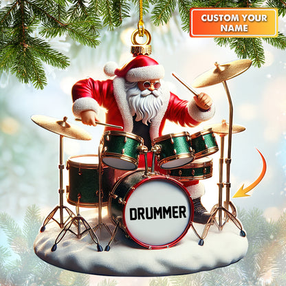 Santa Claus Drummer Christmas Ornament – Festive Holiday Decoration for Music Lovers