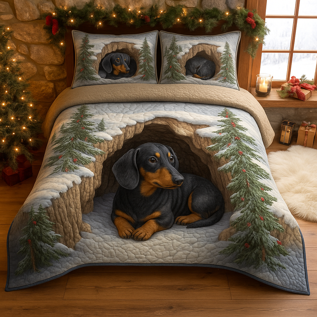 A Cozy Winter Night, Guarded by Your Little Dachshund