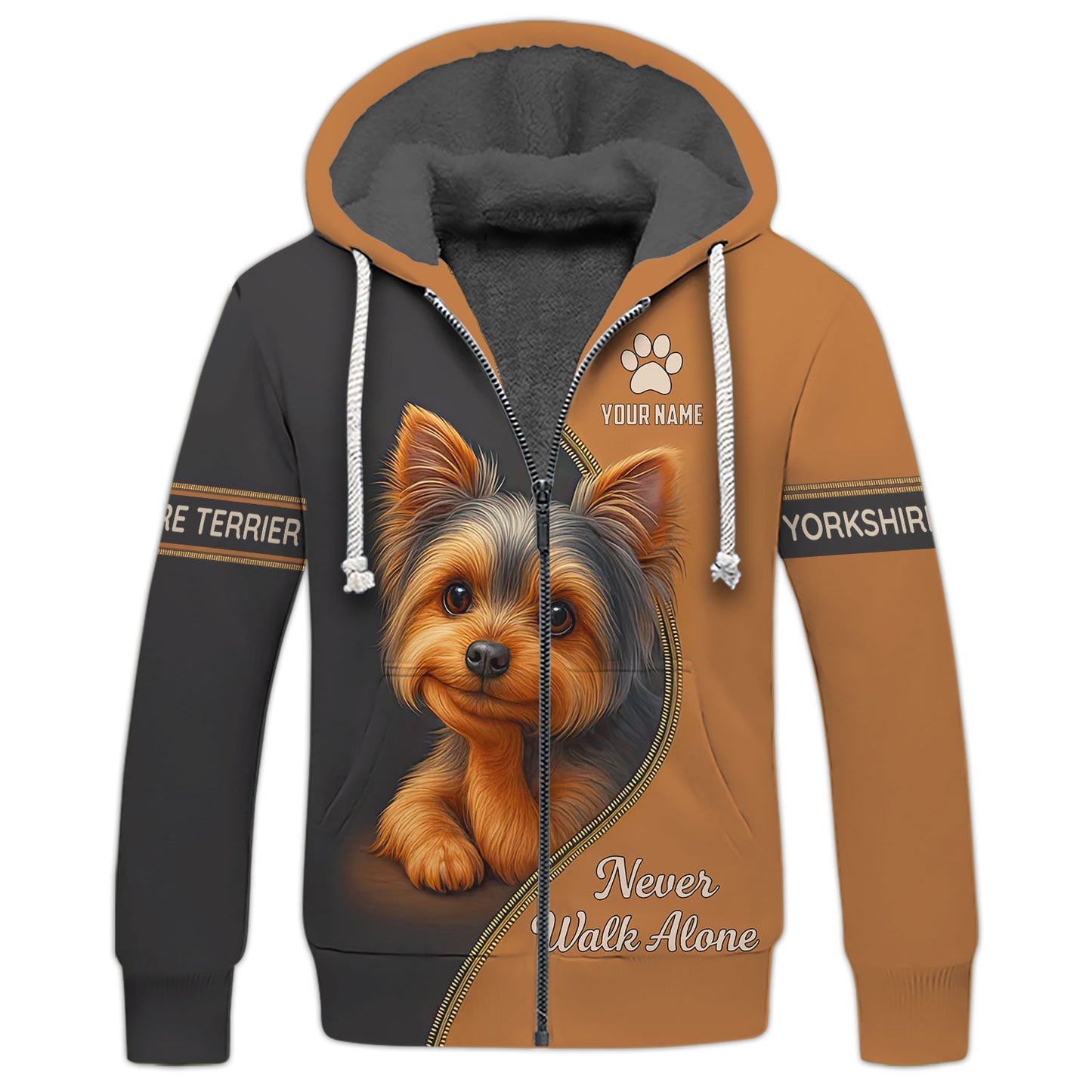 Personalized Yorkshire Terrier T-Shirt - Never Walk Alone Cute Dog Design
