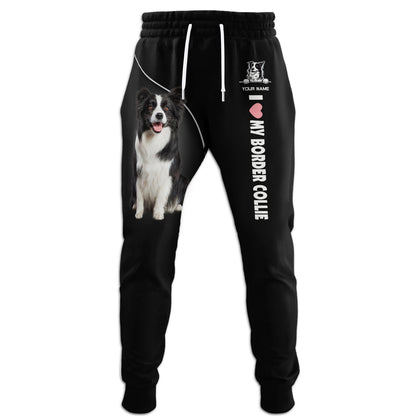 Pantalón deportivo con nombre personalizado de Border Collie, regalo para amantes de los perros, pantalón deportivo 3D