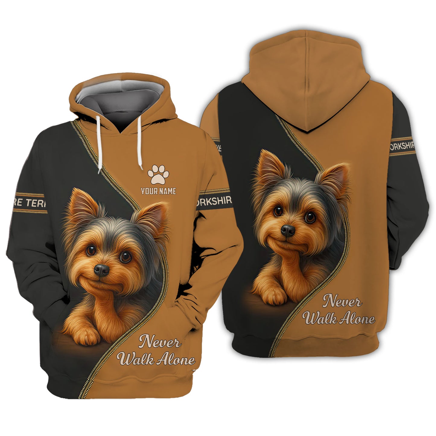 Personalized Yorkshire Terrier T-Shirt - Never Walk Alone Cute Dog Design