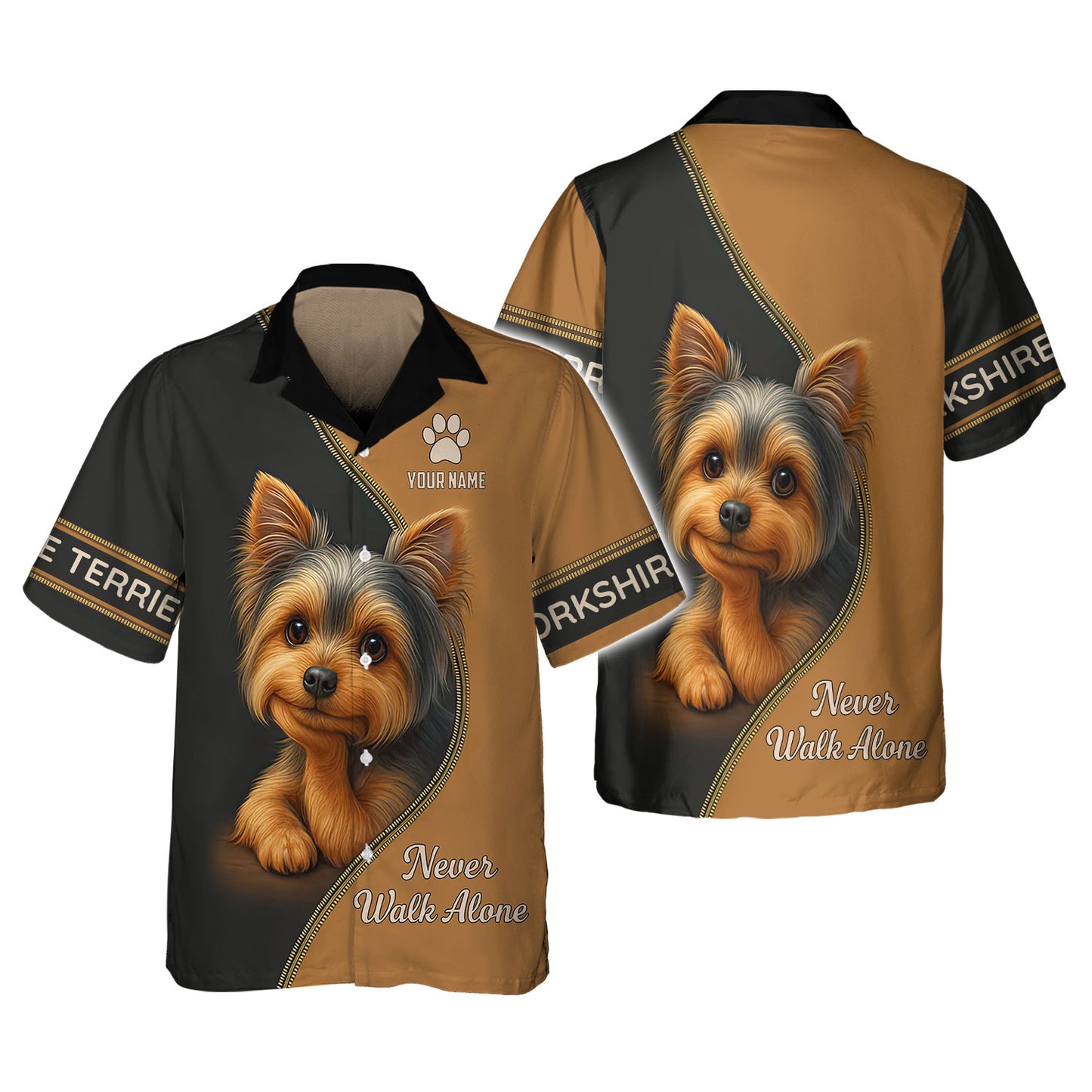 Personalized Yorkshire Terrier T-Shirt - Never Walk Alone Cute Dog Design