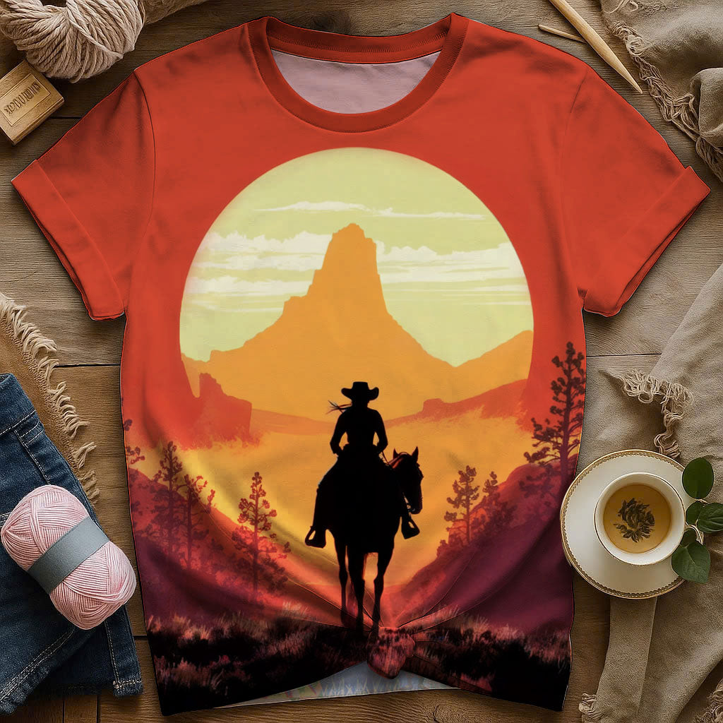 Ride Free, Chase the Horizon - She's the Wild in the West - T Shirt For Her - Gift For Horse Lover