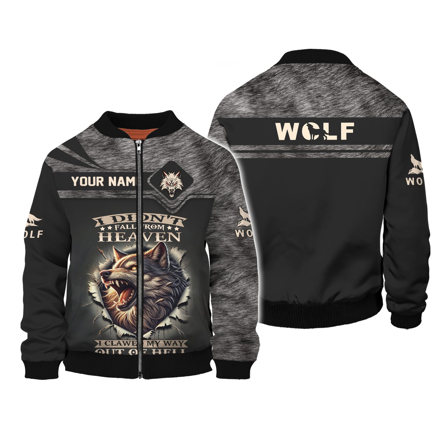 T-shirts personnalisés Wolf Je ne suis pas tombé du ciel, je me suis frayé un chemin hors de l'enfer T-shirt 3D Cadeau pour les amoureux des loups