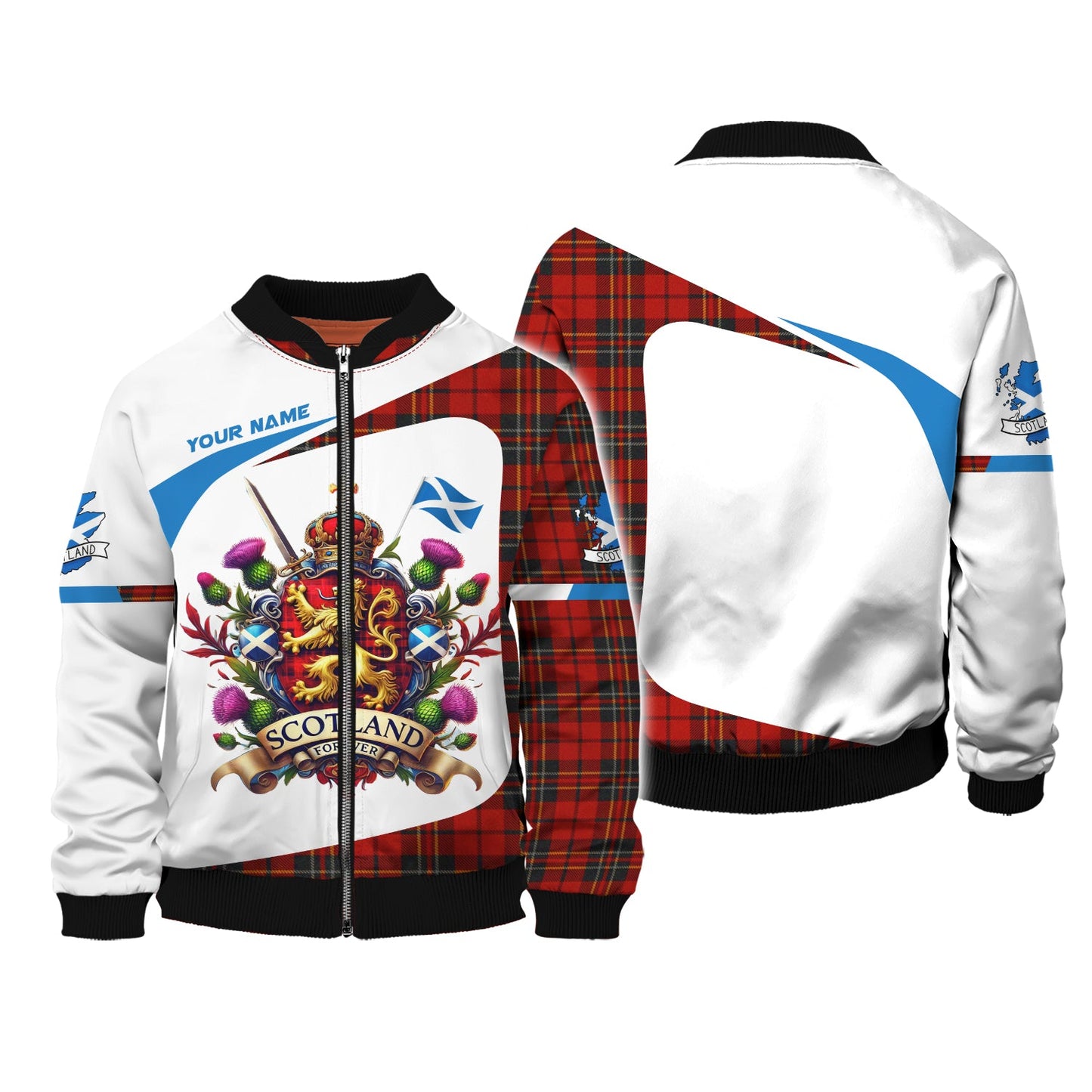 3D Full Print Scotland Zipper Hoodie Personalized Name Gift For Scotland Lovers