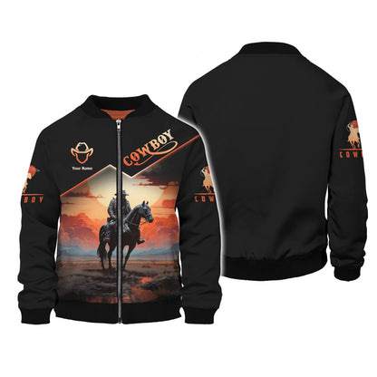 Sweat à capuche zippé 3D avec nom personnalisé pour cowboy, cadeau personnalisé pour cowboy