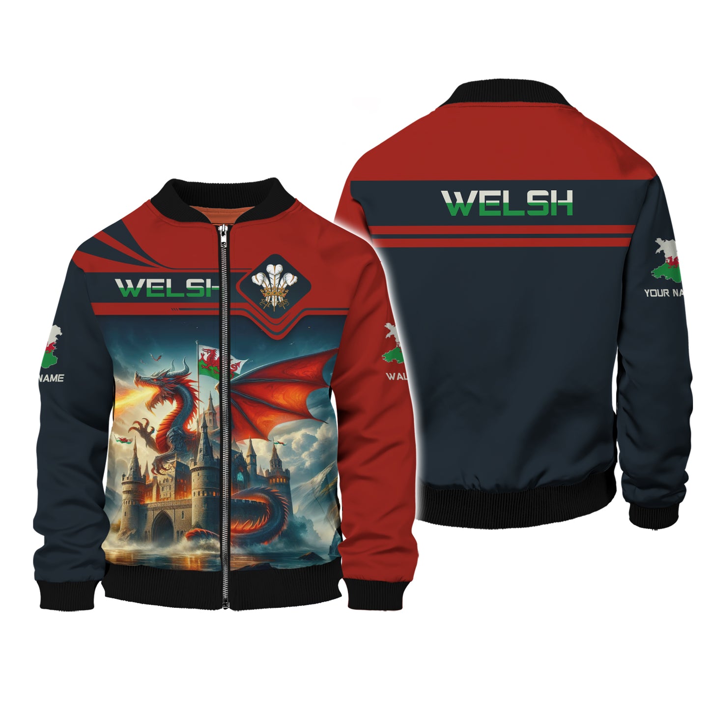 Love Wales 3D Full Print Shirt Dragon Wales Zipper Hoodie Gift For Wales Lovers