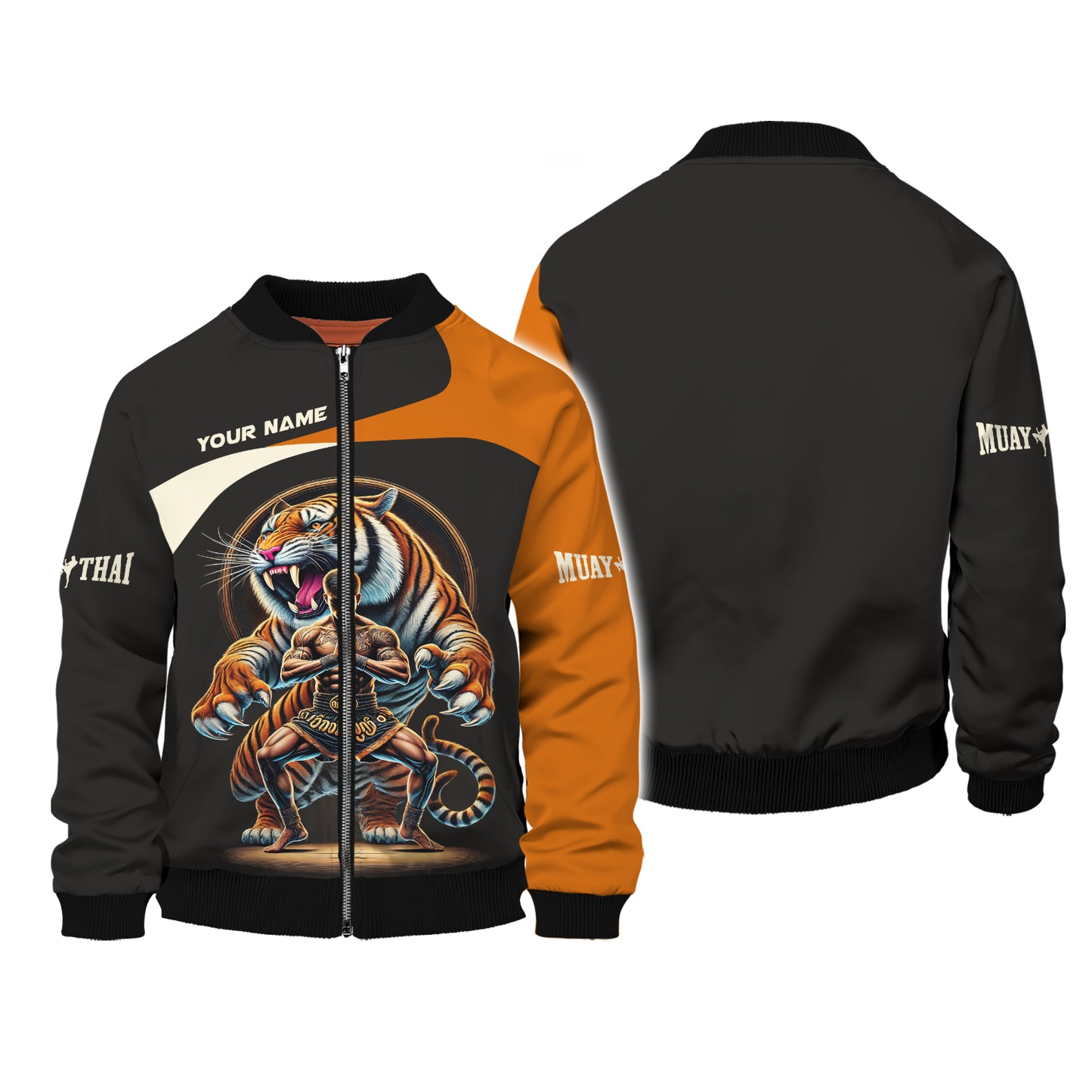 Sudadera con capucha y cremallera con estampado 3D de Tiger Muay Thai, regalo personalizado para amantes del muay thai