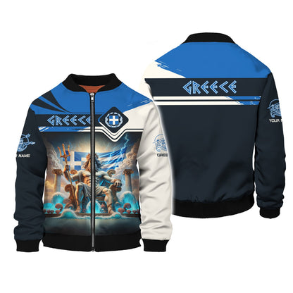 Sudadera con capucha y cremallera griega con estampado completo en 3D, regalo con nombre personalizado para amantes de Grecia