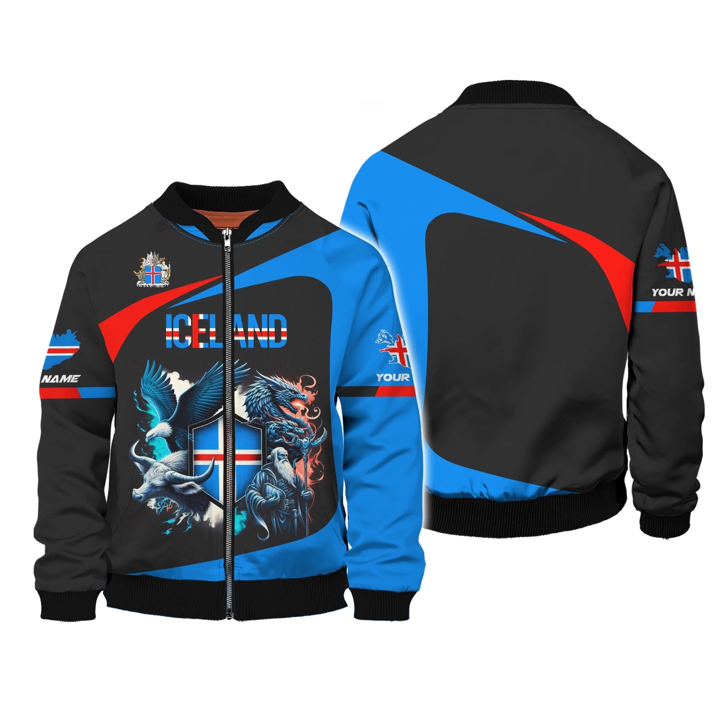 Coat Of Arms Iceland Custom Zipper Hoodie Gif For Icelandic Lover 3D Shirt