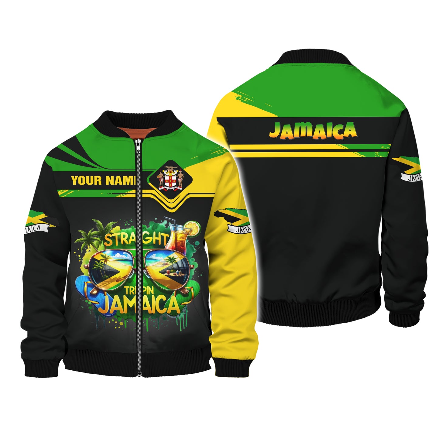 Camiseta personalizada con nombre en 3D del león de Jamaica, regalo personalizado para los amantes de Jamaica