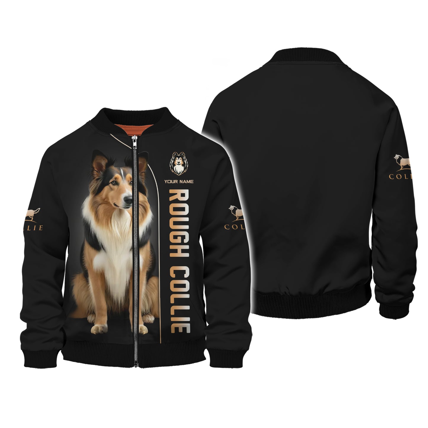 Customizable Rough Collie Zipper Hoodie Personalized Name Gift For Dog Lovers