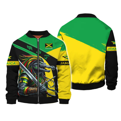 Camisetas con estampado 3D completo de guerrero cocodrilo de Jamaica, regalo con nombre personalizado para los amantes de Jamaica