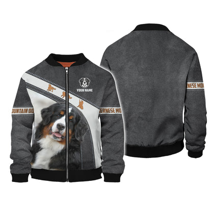 Camisetas de montaña bernesas con impresión 3D completa, regalo con nombre personalizado para amantes de los perros