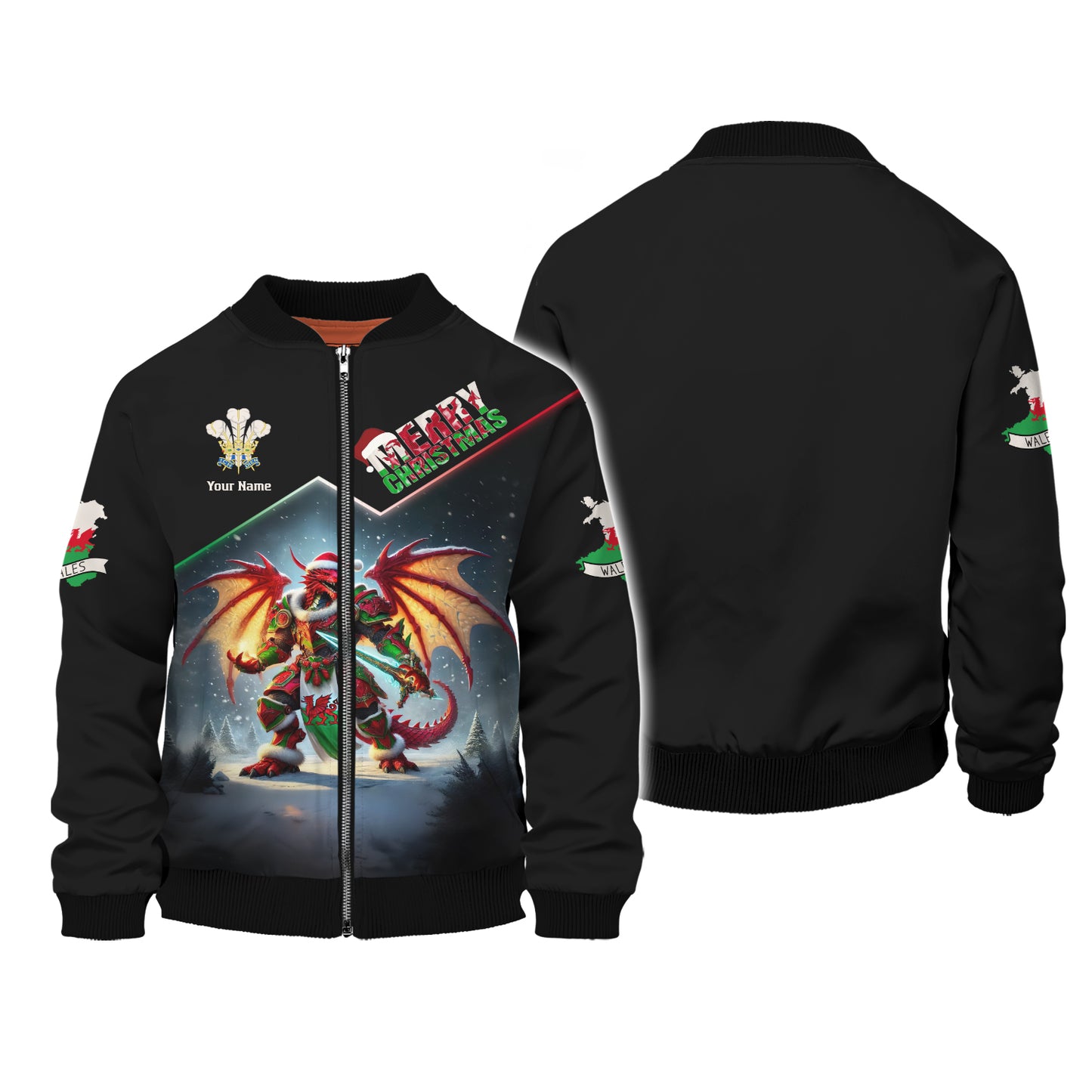 Welsh Dragon Christmas Armor 3D Shirt Personalized Name Gif For Welsh Lovers