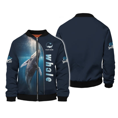 Personalized Name Whale 3D Zipper Hoodie - Embrace The Spirit Of The Ocean