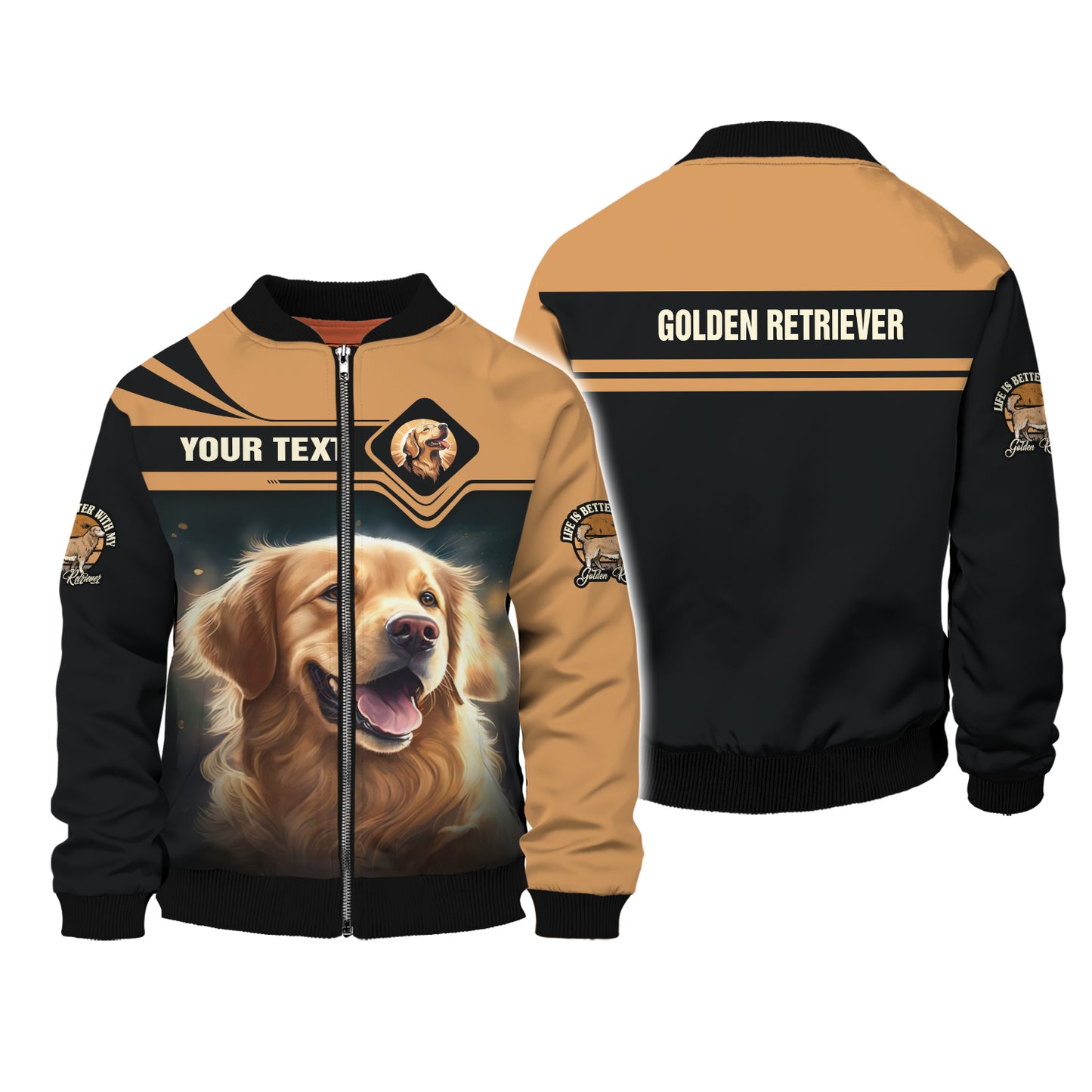 T-shirt personnalisé avec nom Golden Retriever, cadeau pour les amoureux des chiens, chemises 3D