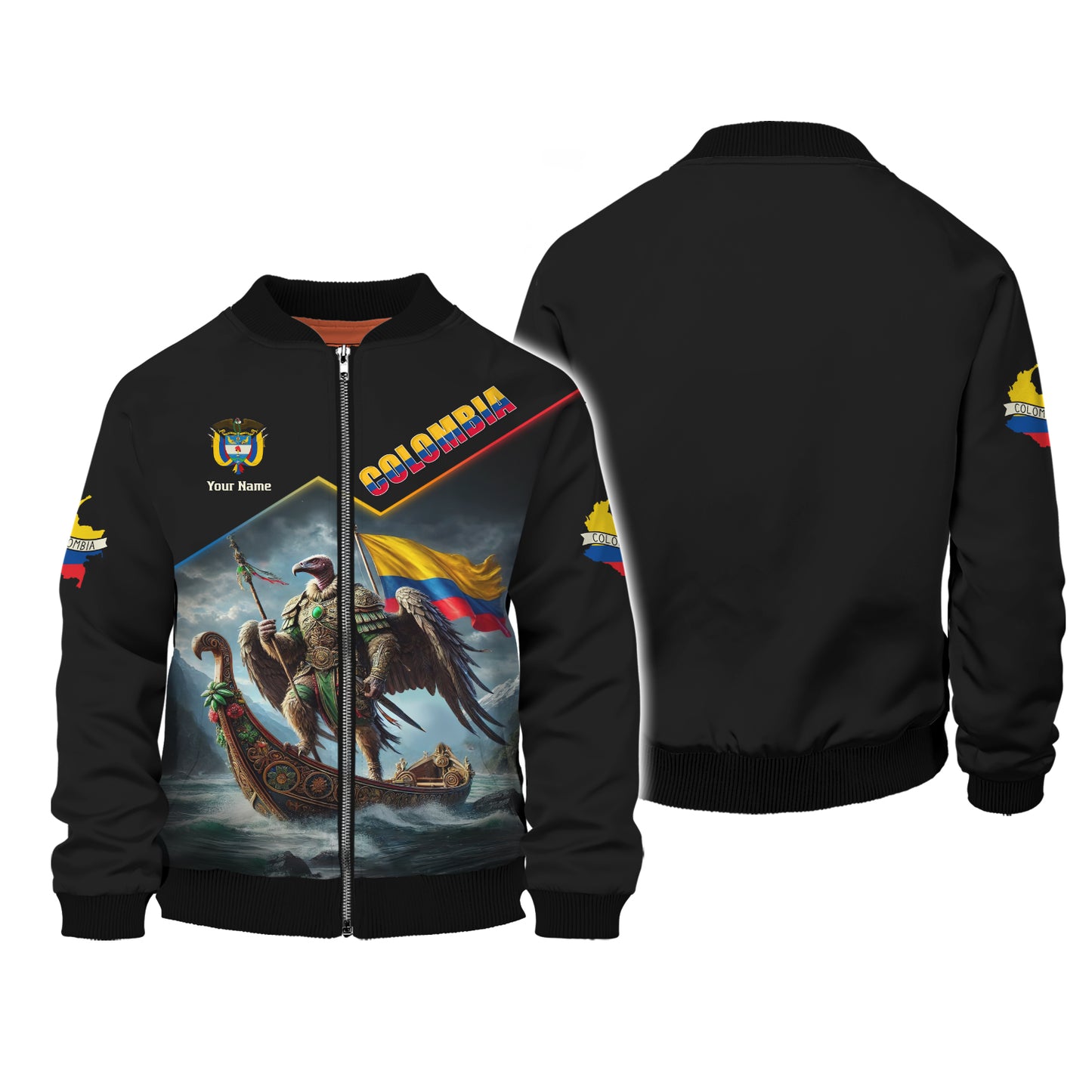 Andean Condor Warrior With Colombia Flag Custom T-Shirts Gift For Colombia Lovers