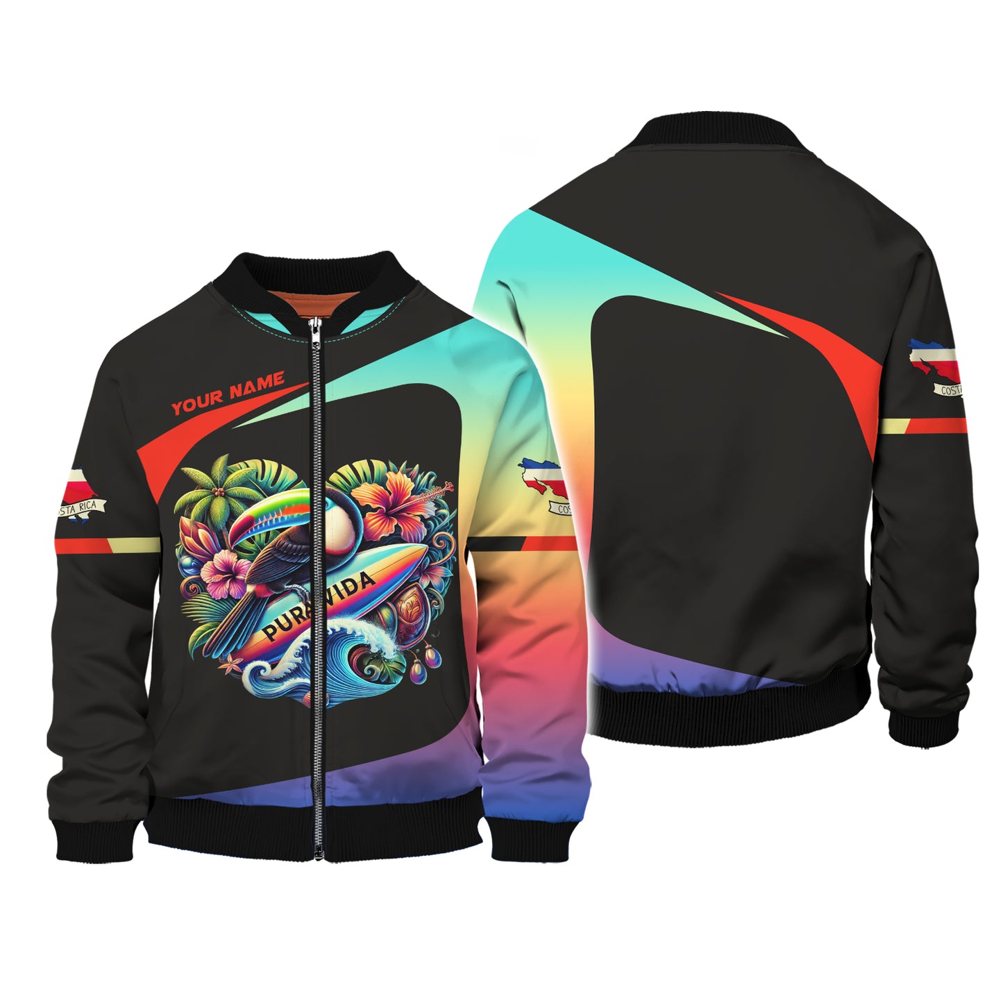 3D Full Print Pura Vida Customizable Tropical Paradise T-Shirt Personalized Name Gift For Costa Rica Lovers