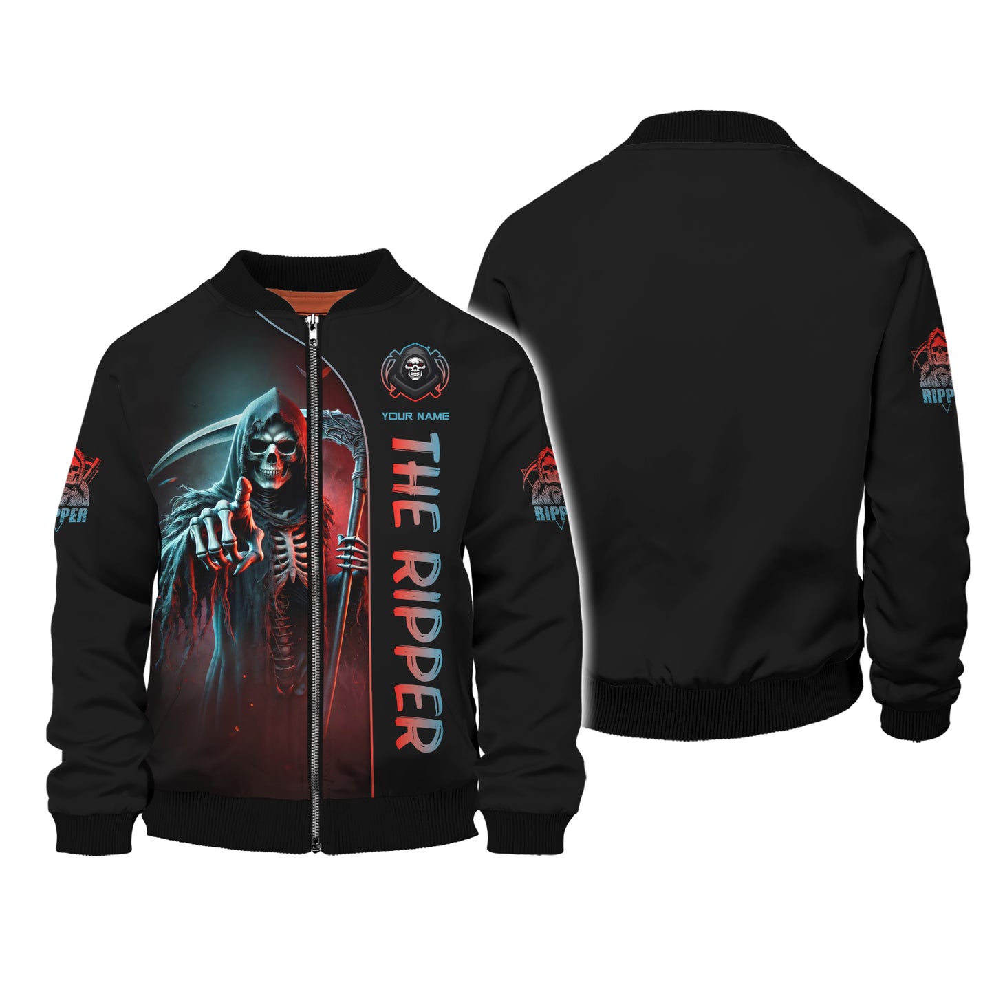 Skull Custom Zipper Hoodie The Ripper With Scythe 3D Shirt Gift For Skull Lovers