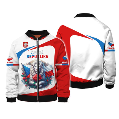 The Lion With Ceska Republica Flag Personalized Name Zipper Hoodie Cesko Shirt Gift For Ceska Republica Lovers