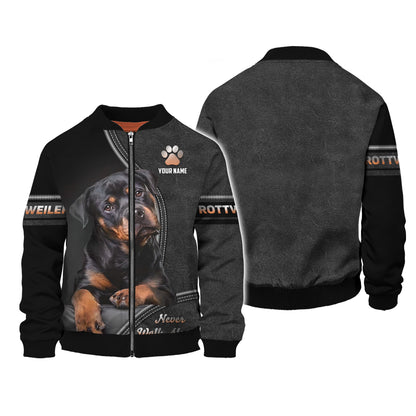 T-shirt personnalisé avec nom Rottweiler, cadeau Never Walk Alone pour les amoureux des chiens, chemises 3D