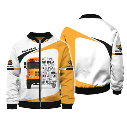 School Bus Driver Custom Name Zipper Hoodie Back To School 3D Shirts Gift For Bus Driver Lovers