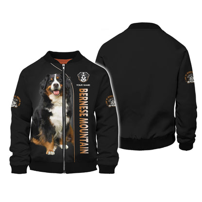 Camiseta con nombre personalizado de Bernese Mountain Camisetas 3D de Bernese Mountain Regalo para amantes de los perros