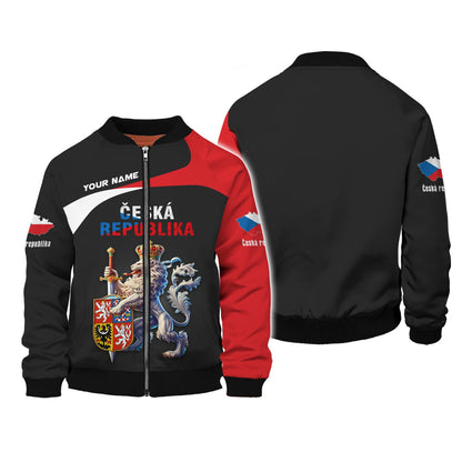 Sudadera con capucha y cremallera 3D con nombre personalizado de Ceska Republika, regalo personalizado para los amantes de la República Checa